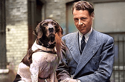 Judy, perrita pointer con su amigo Frank Williams